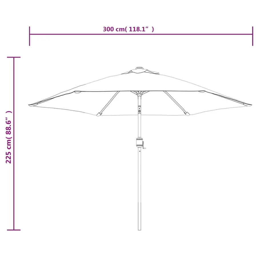 Parasol d'extérieur avec LED et mât en acier 300 cm Anthracite - 10