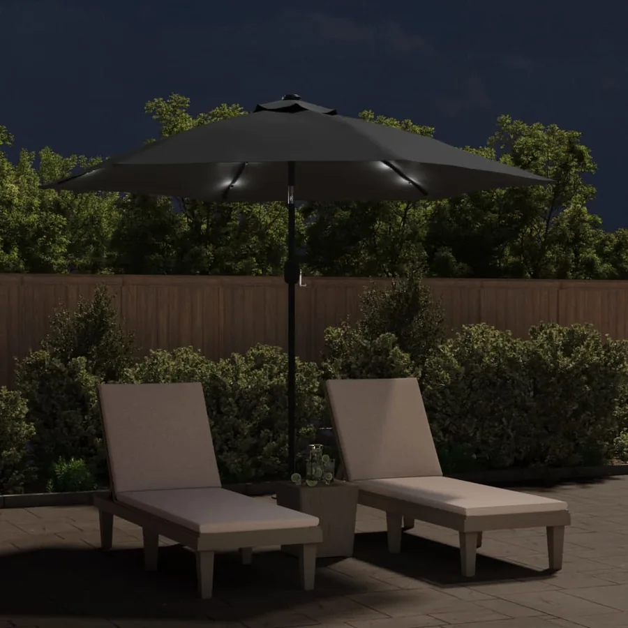 Parasol d'extérieur avec LED et mât en acier 300 cm Anthracite - 3