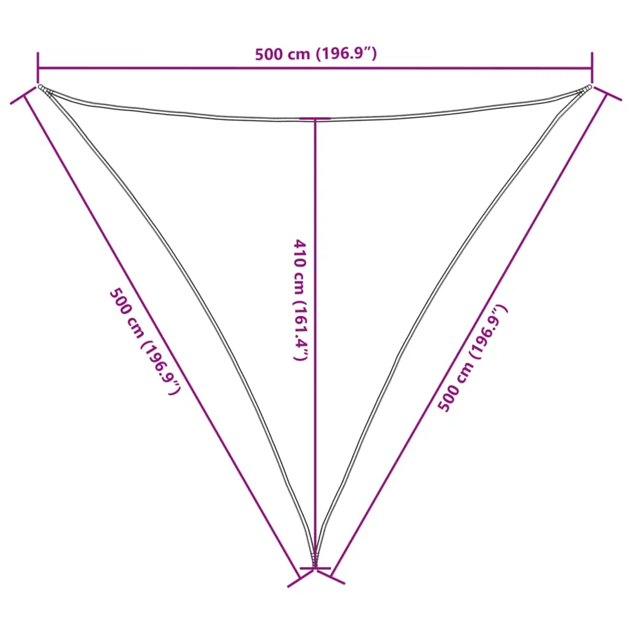 Voile de parasol tissu oxford triangulaire 5x5x5 m blanc - 10