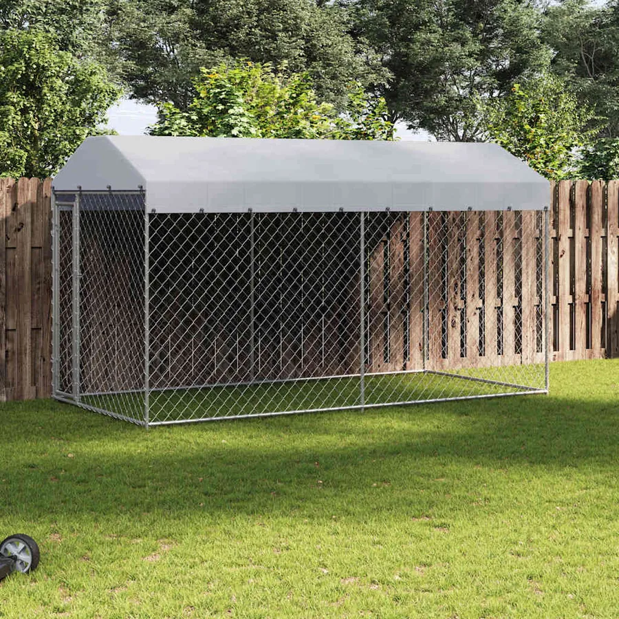 Chenil d'extérieur avec toit pour chiens 382x192x225 cm