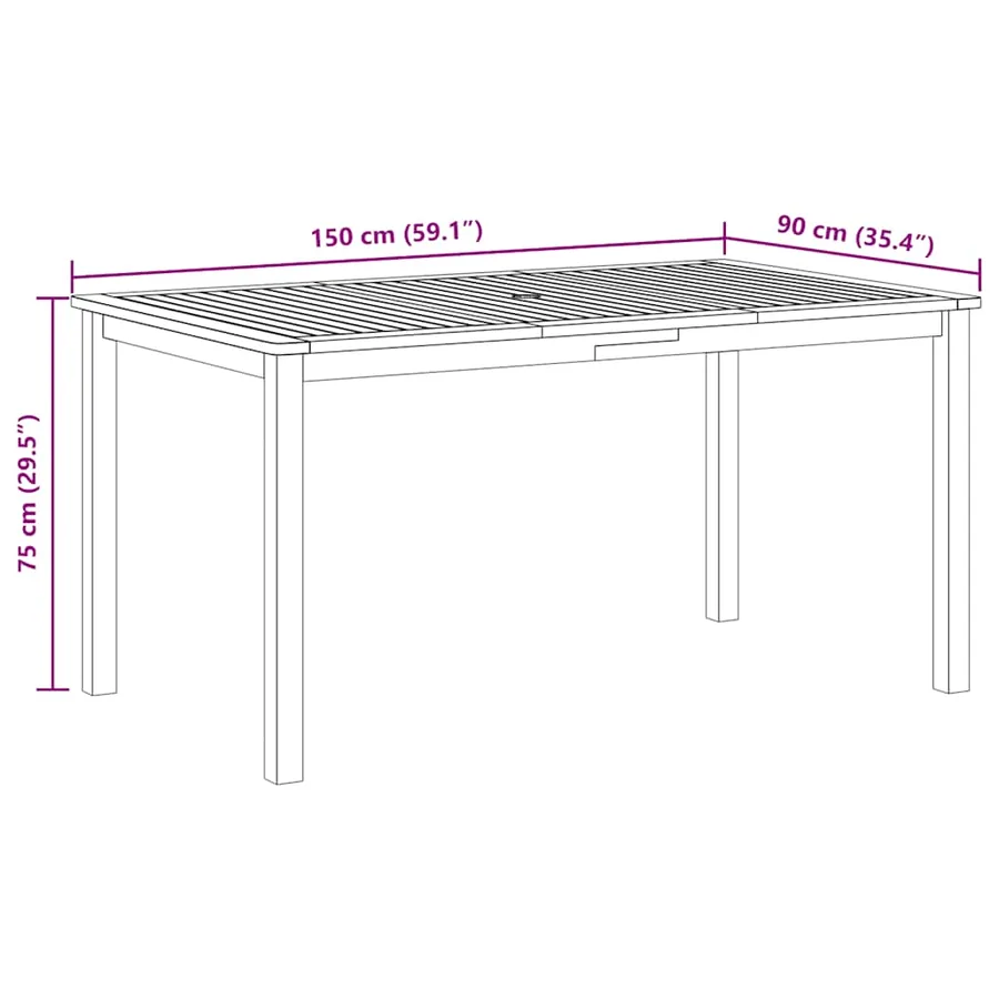 Table de jardin 150x90x74 cm Bois d'acacia massif - 10