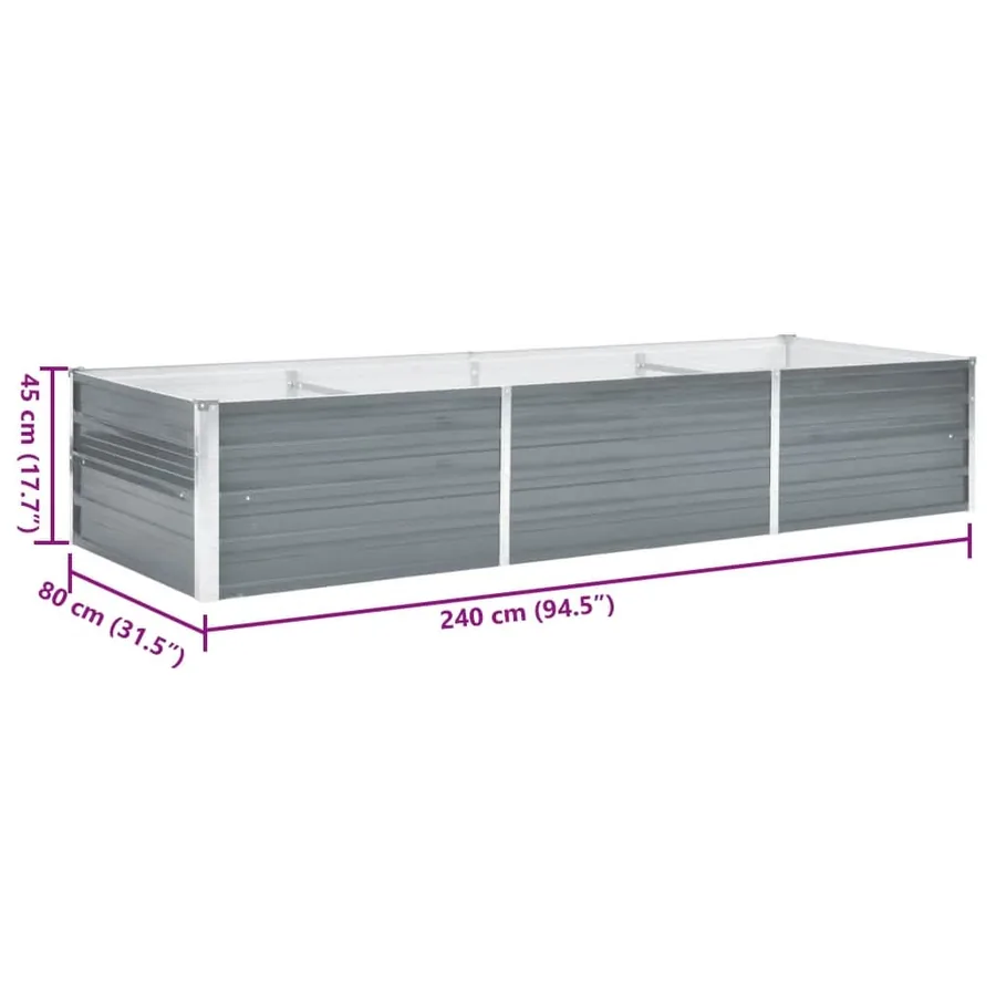 Lit surélevé de jardin Acier galvanisé 240x80x45 cm Gris - 7