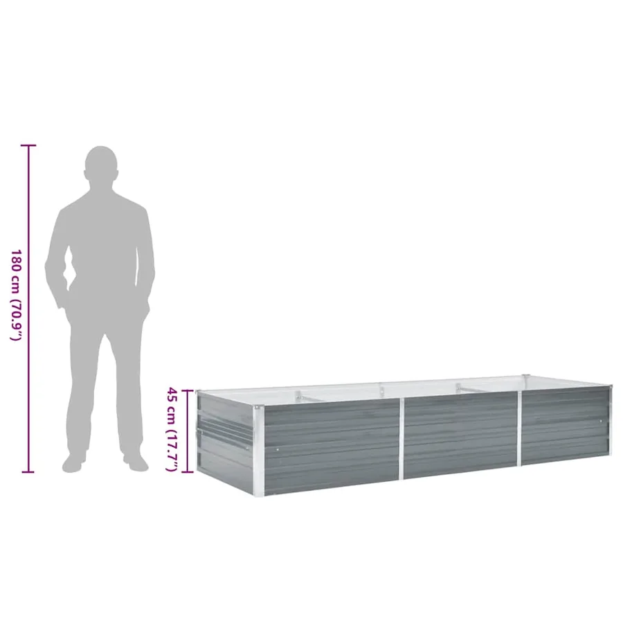 Lit surélevé de jardin Acier galvanisé 240x80x45 cm Gris - 8