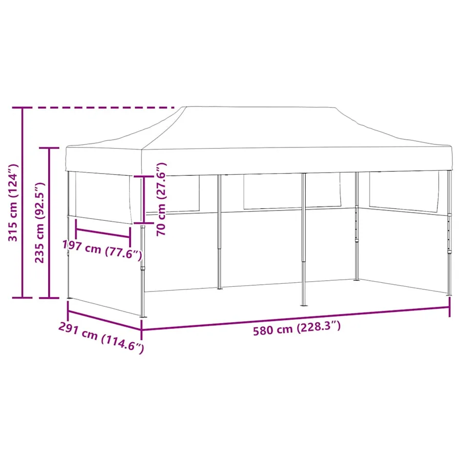 Tente de réception pliable avec parois 3x6 m anthracite - 13