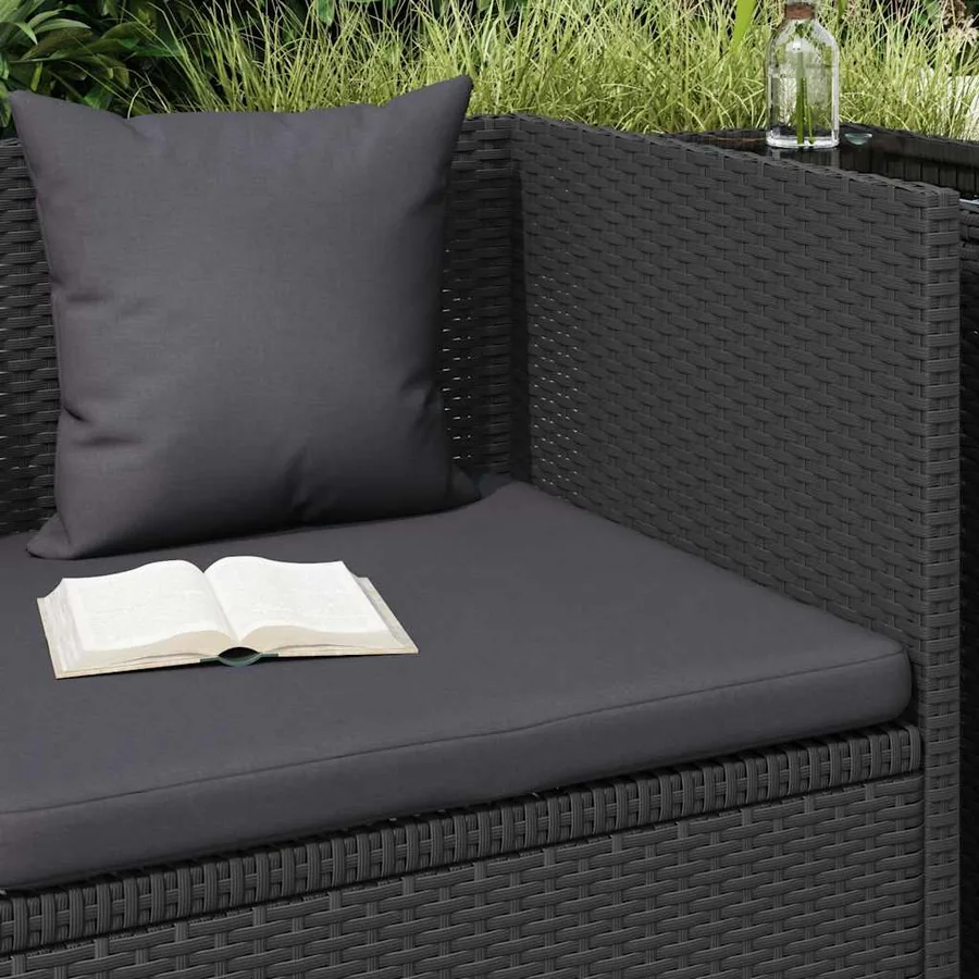Lit de jardin avec coussin et oreiller Résine tressée Noir - 4