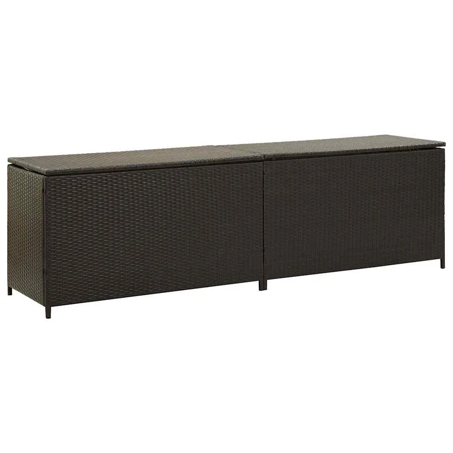Boîte de rangement de jardin résine tressée 200x50x60 cm marron - 2