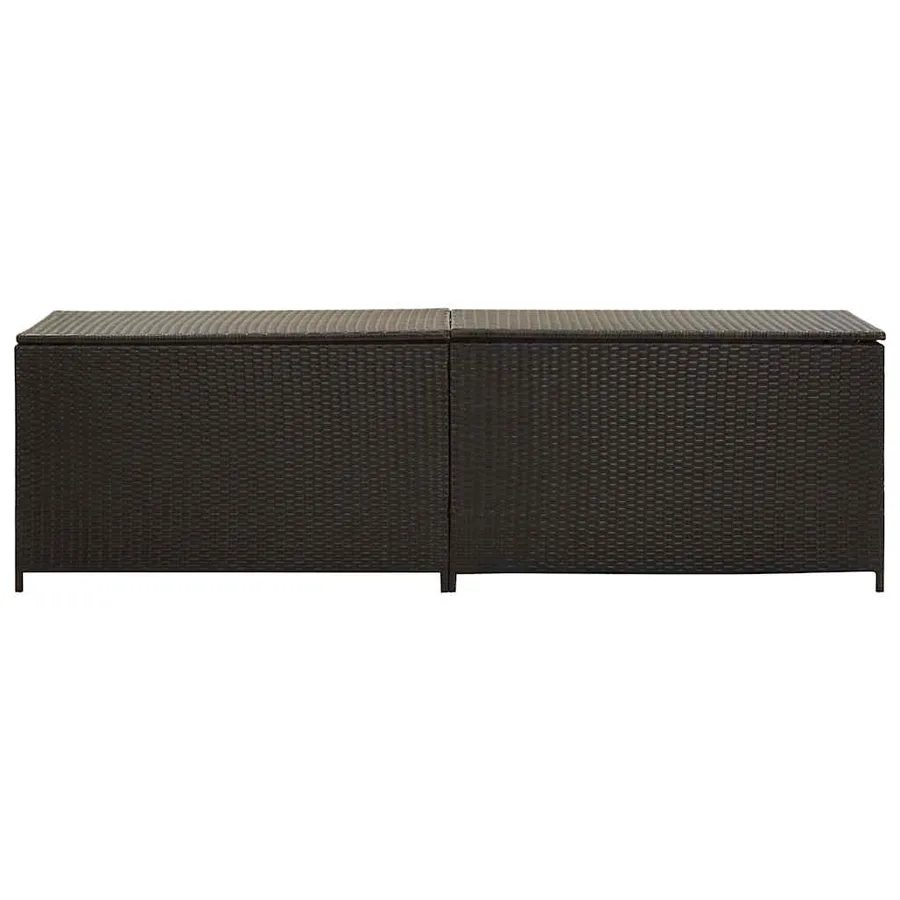 Boîte de rangement de jardin résine tressée 200x50x60 cm marron - 3
