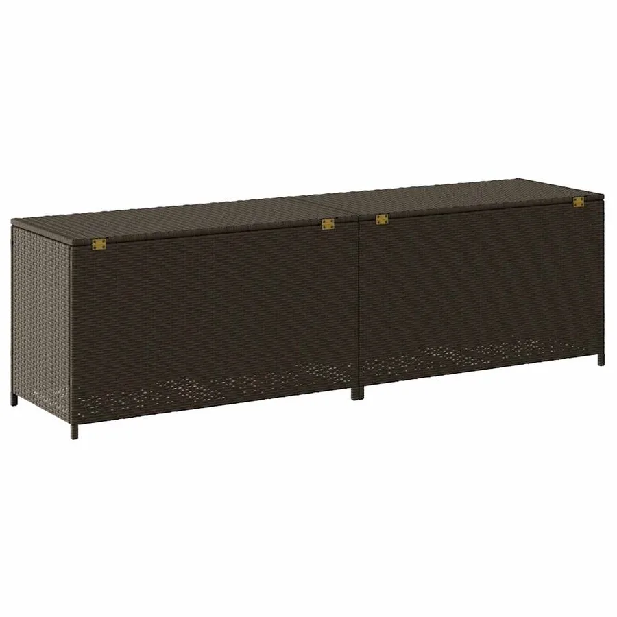 Boîte de rangement de jardin résine tressée 200x50x60 cm marron - 6