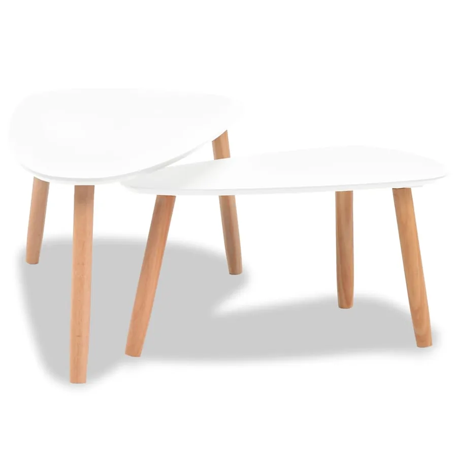 Ensemble de tables basses 2 pcs Bois de pin massif Blanc - 4