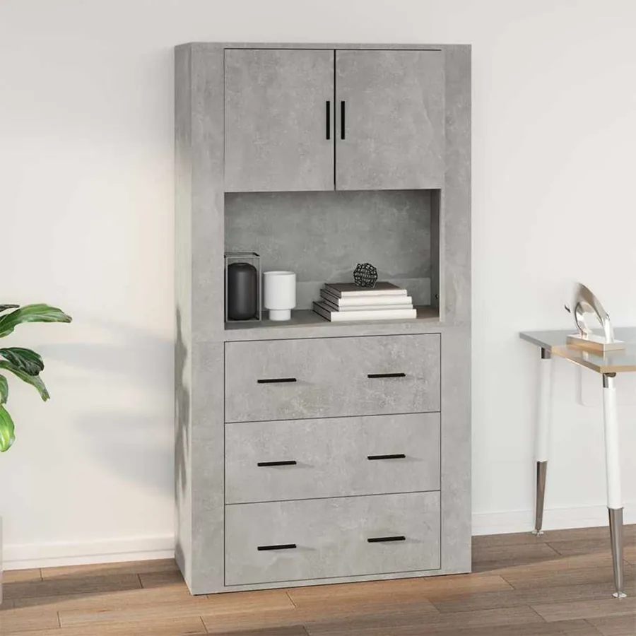 Armoire murale Gris béton 80x33x80 cm Bois d'ingénierie - 7