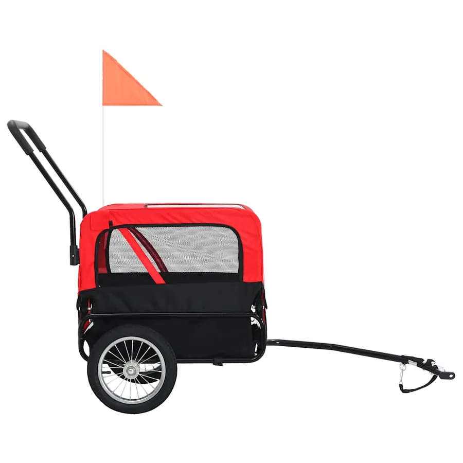Remorque de vélo pour chiens et poussette 2-en-1 rouge et noir - 3