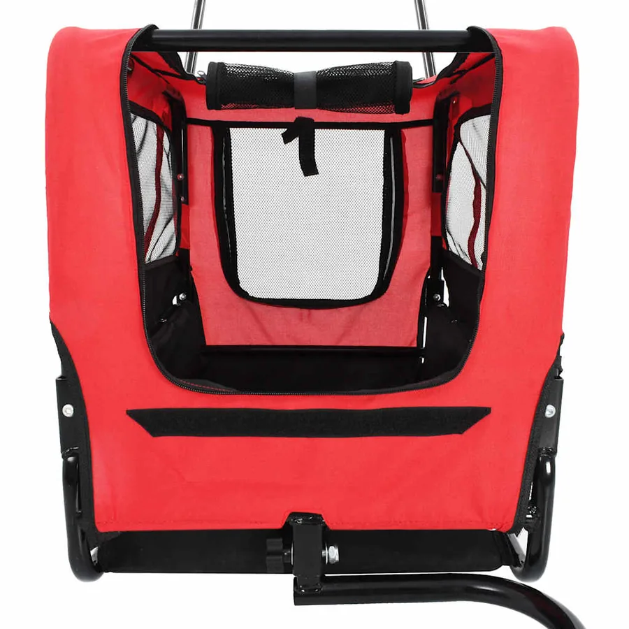 Remorque de vélo pour chiens et poussette 2-en-1 rouge et noir - 5