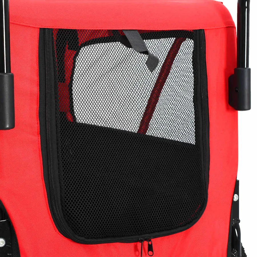 Remorque de vélo pour chiens et poussette 2-en-1 rouge et noir - 6