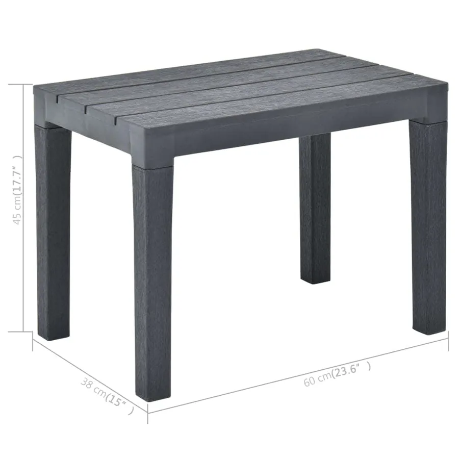 Table de jardin avec 2 bancs Plastique Anthracite - 11