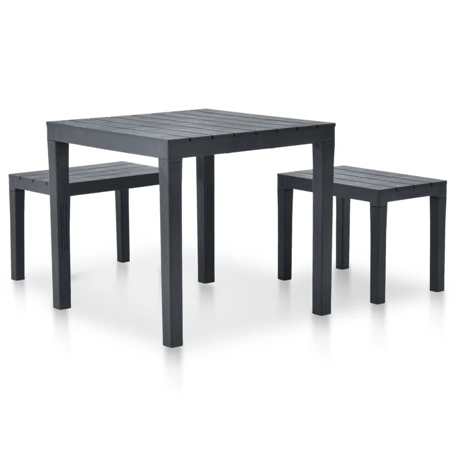Table de jardin avec 2 bancs Plastique Anthracite - 2