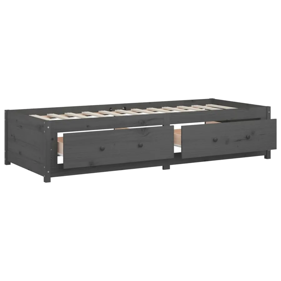 Lit de jour sans matelas gris 90x200 cm bois de pin massif - 10