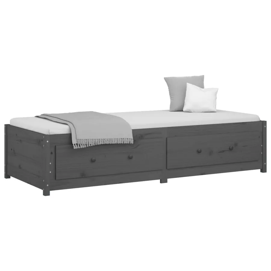 Lit de jour sans matelas gris 90x200 cm bois de pin massif - 3