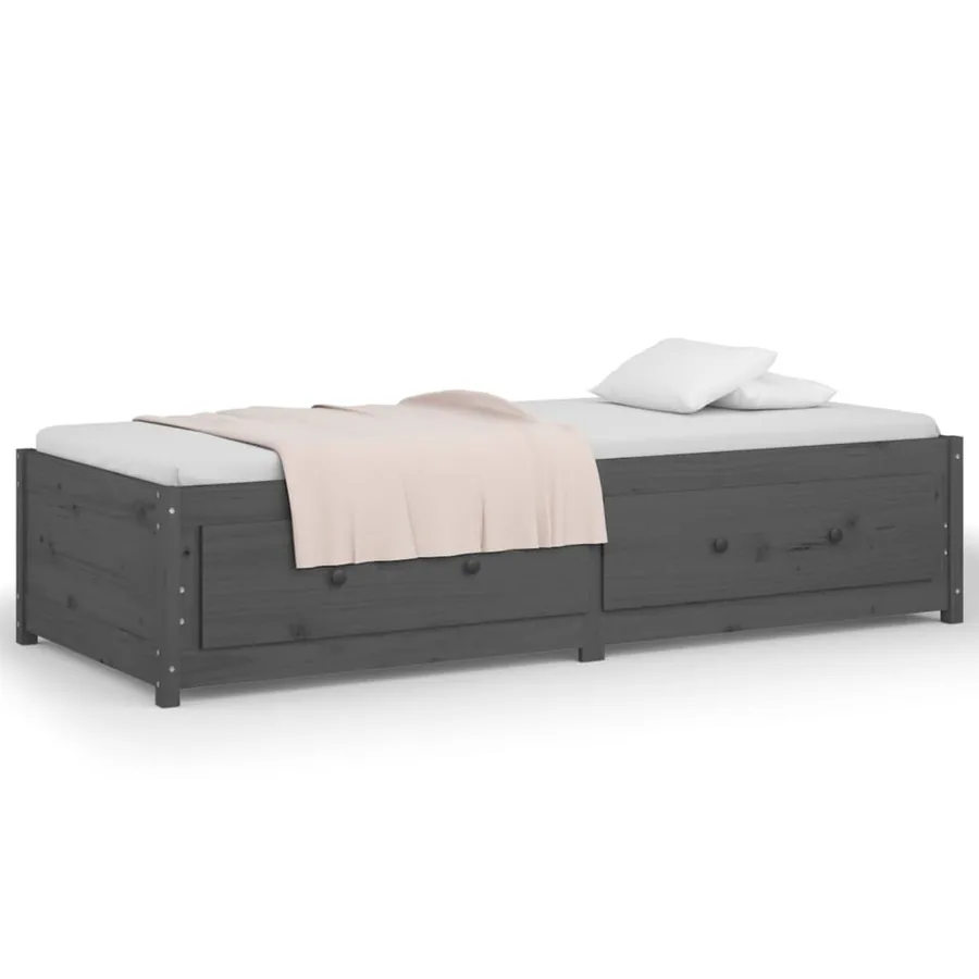 Lit de jour sans matelas gris 90x200 cm bois de pin massif - 5