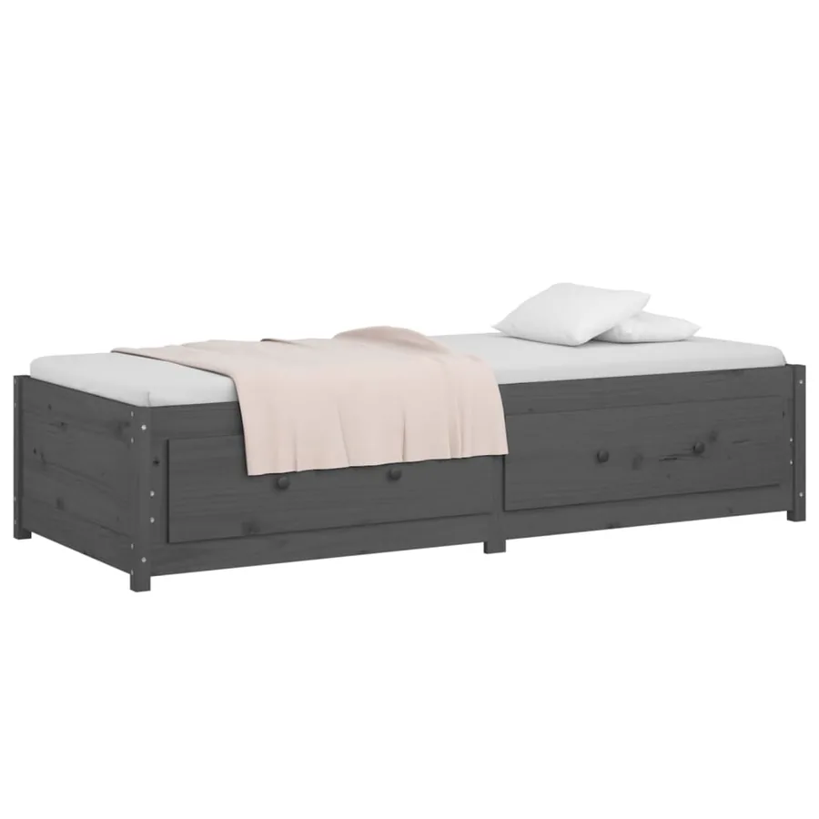 Lit de jour sans matelas gris 90x200 cm bois de pin massif - 6