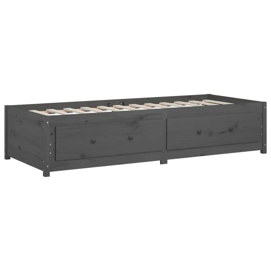 Lit de jour sans matelas gris 90x200 cm bois de pin massif - 7