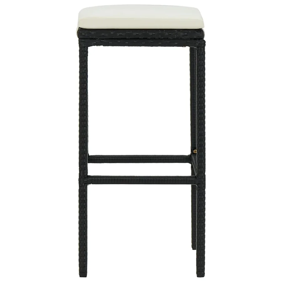 Tabourets de bar avec coussins lot de 2 noir résine tressée - 5