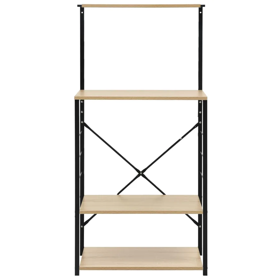 Armoire à micro-ondes noir et chêne 60x39,6x123 cm - 3