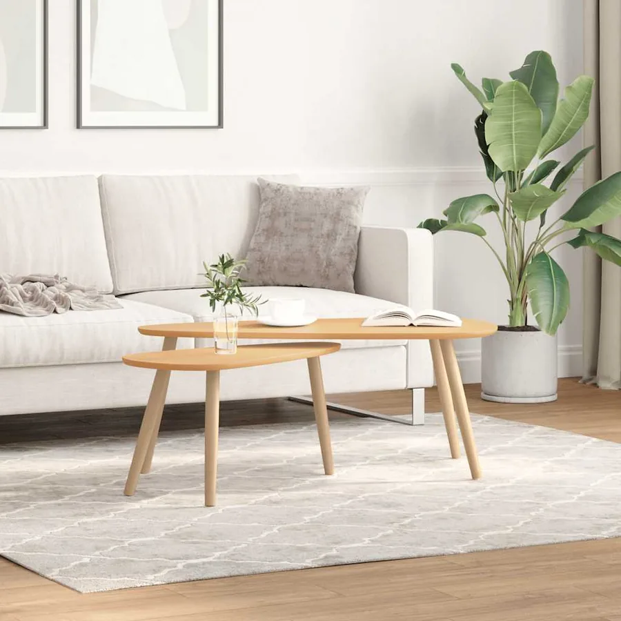 Ensemble de tables basses 2 pcs Bois de pin massif Marron