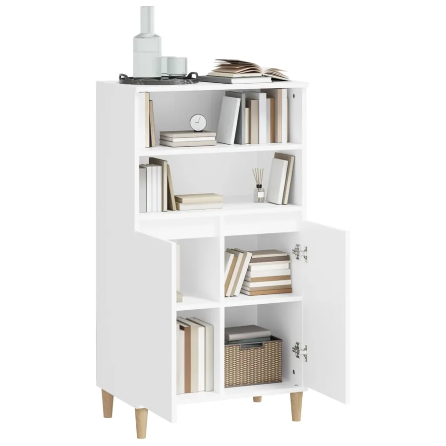 Buffet haut Blanc 60x36x110 cm Bois d'ingénierie - 6