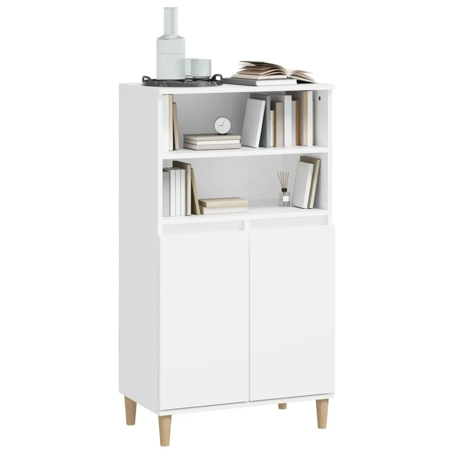 Buffet haut Blanc 60x36x110 cm Bois d'ingénierie - 7