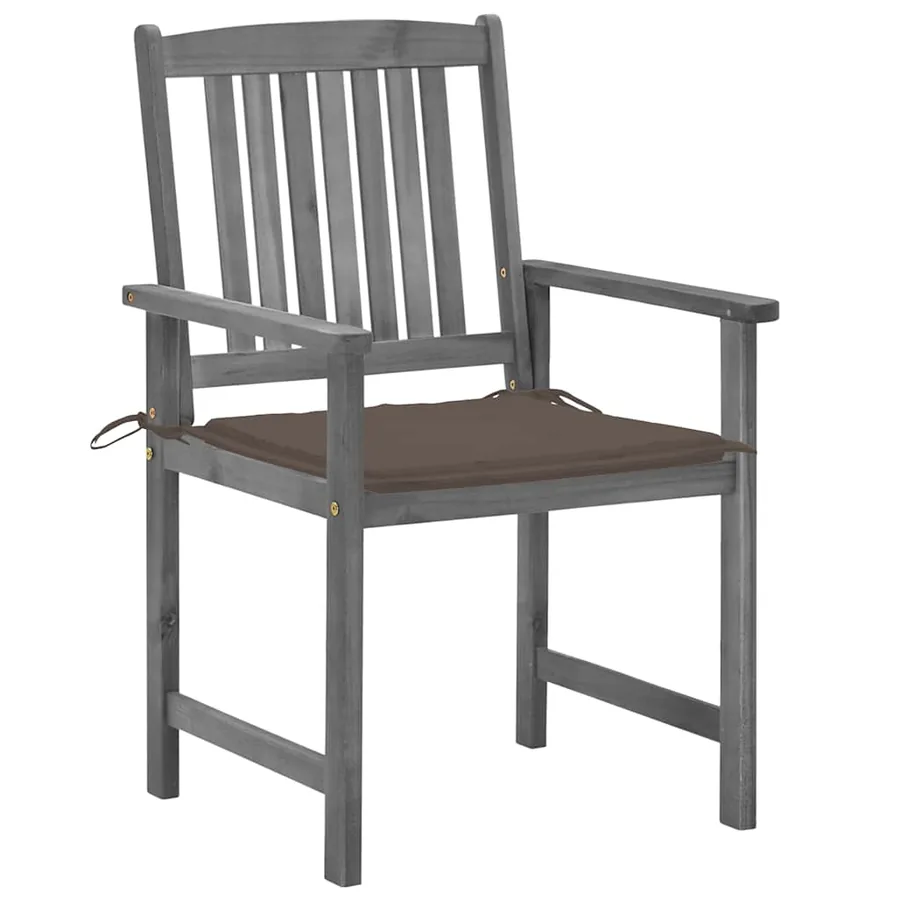 Chaises de jardin et coussins lot de 4 Gris Bois acacia massif - 3