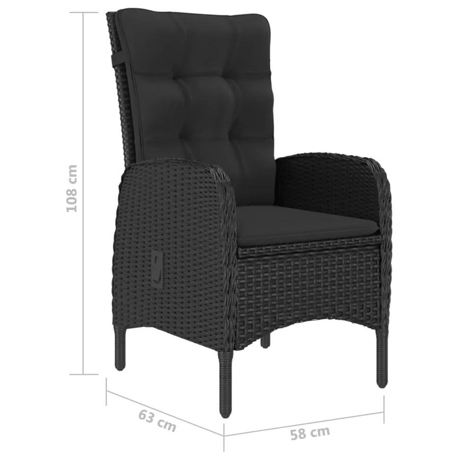 Ensemble à manger de jardin 5 pcs Noir - 10