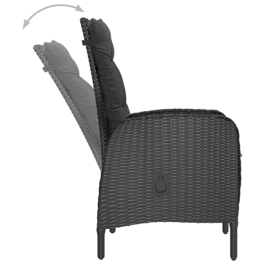 Ensemble à manger de jardin 5 pcs Noir - 8