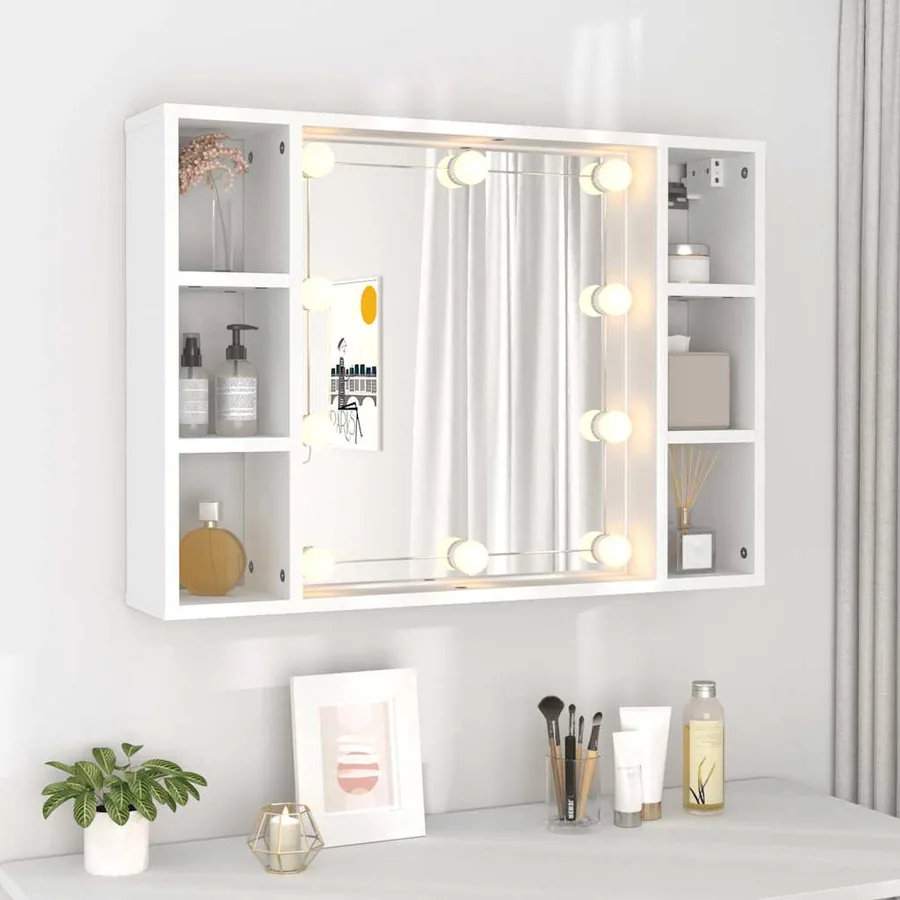 Armoire à miroir avec LED Blanc 76x15x55 cm - 4