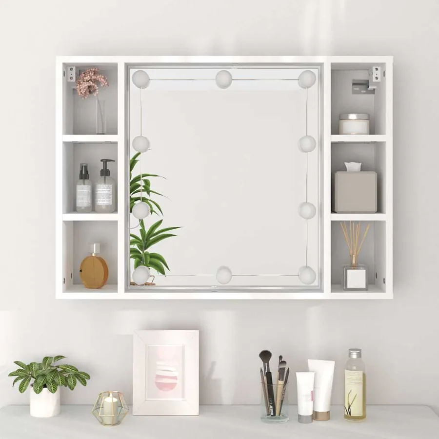 Armoire à miroir avec LED Blanc 76x15x55 cm - 5