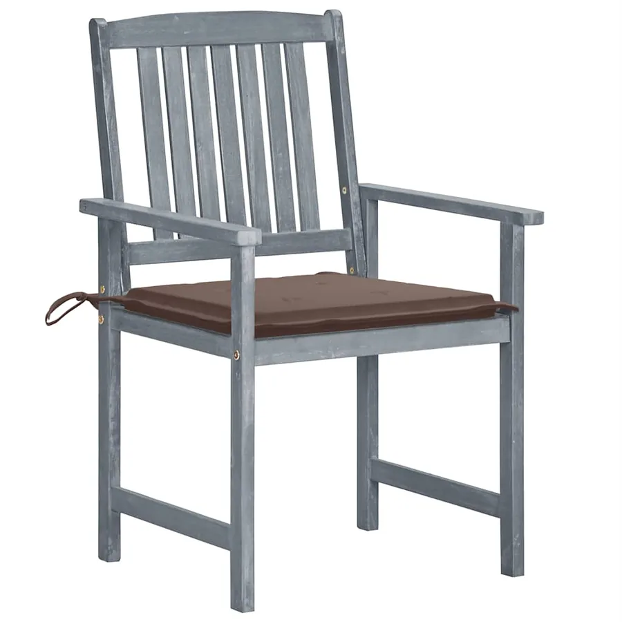 Chaises de jardin et coussins lot de 8 Bois acacia solide Gris - 2