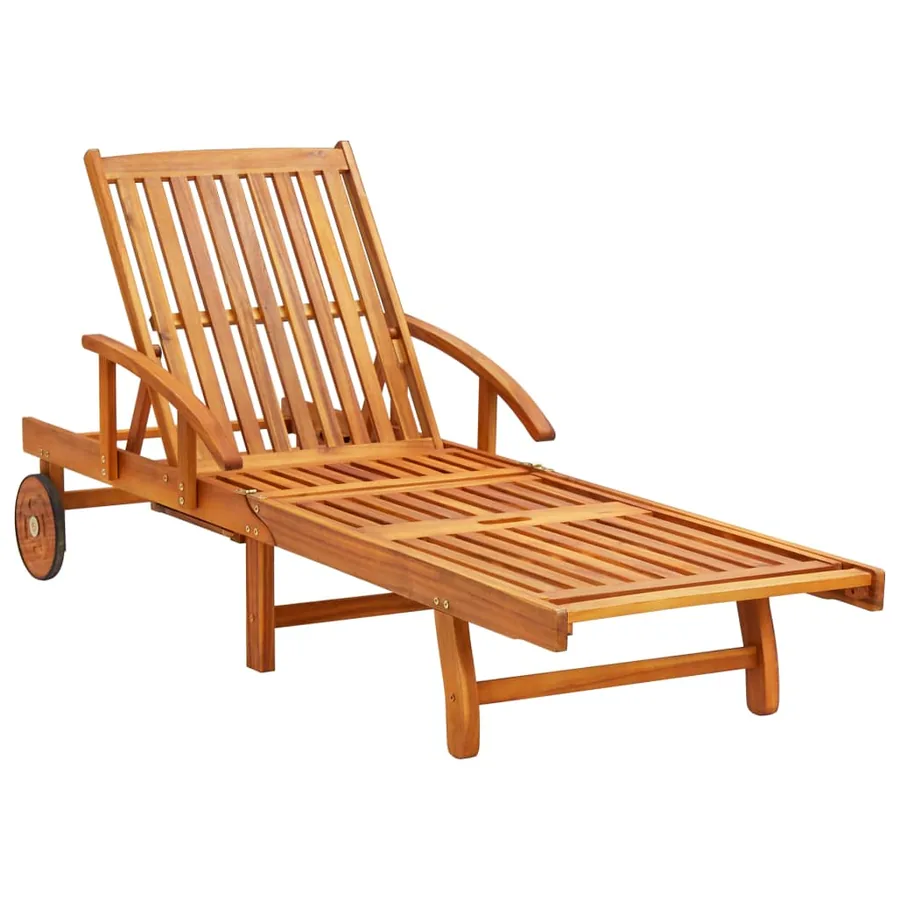 Chaise longue de jardin avec coussin Bois d'acacia solide - 2