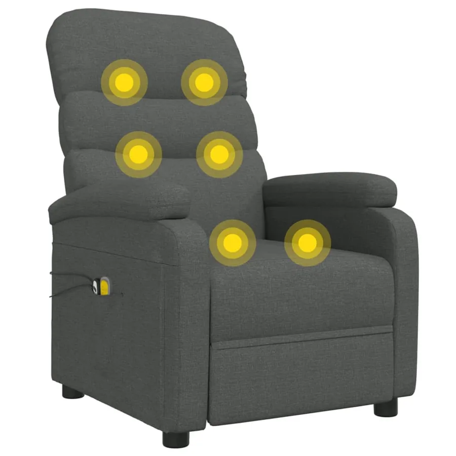 Fauteuil électrique de massage Gris foncé Tissu - 8