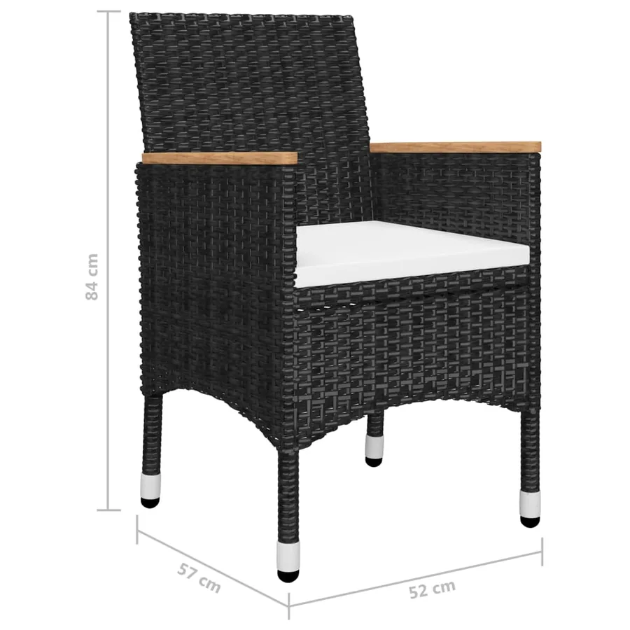 Ensemble à manger de jardin 5 pcs Noir - 12