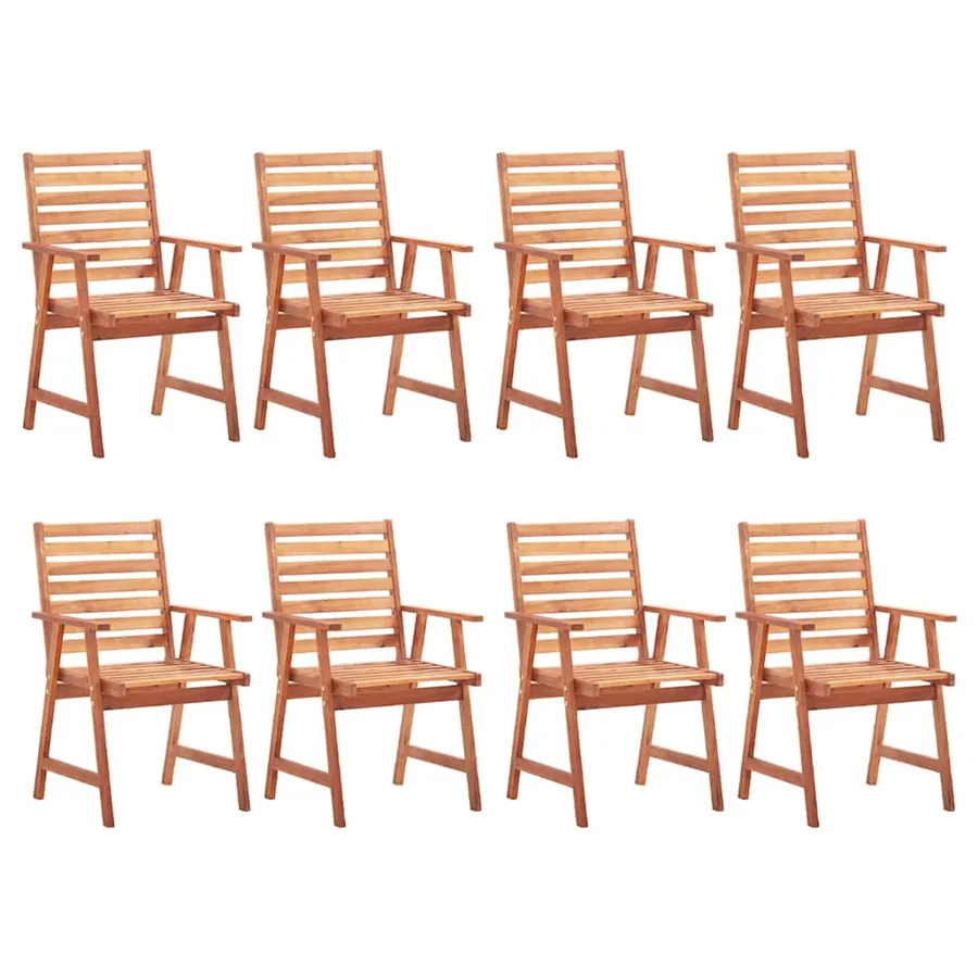 Chaises à manger d'extérieur lot de 8 et coussins Acacia massif - 2