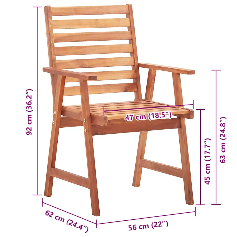 Chaises à manger d'extérieur lot de 8 et coussins Acacia massif - 6