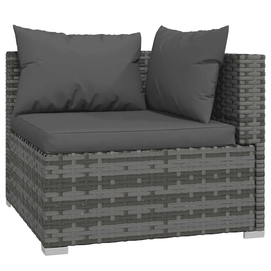 Salon de jardin 4 pcs avec coussins Résine tressée Gris - 3