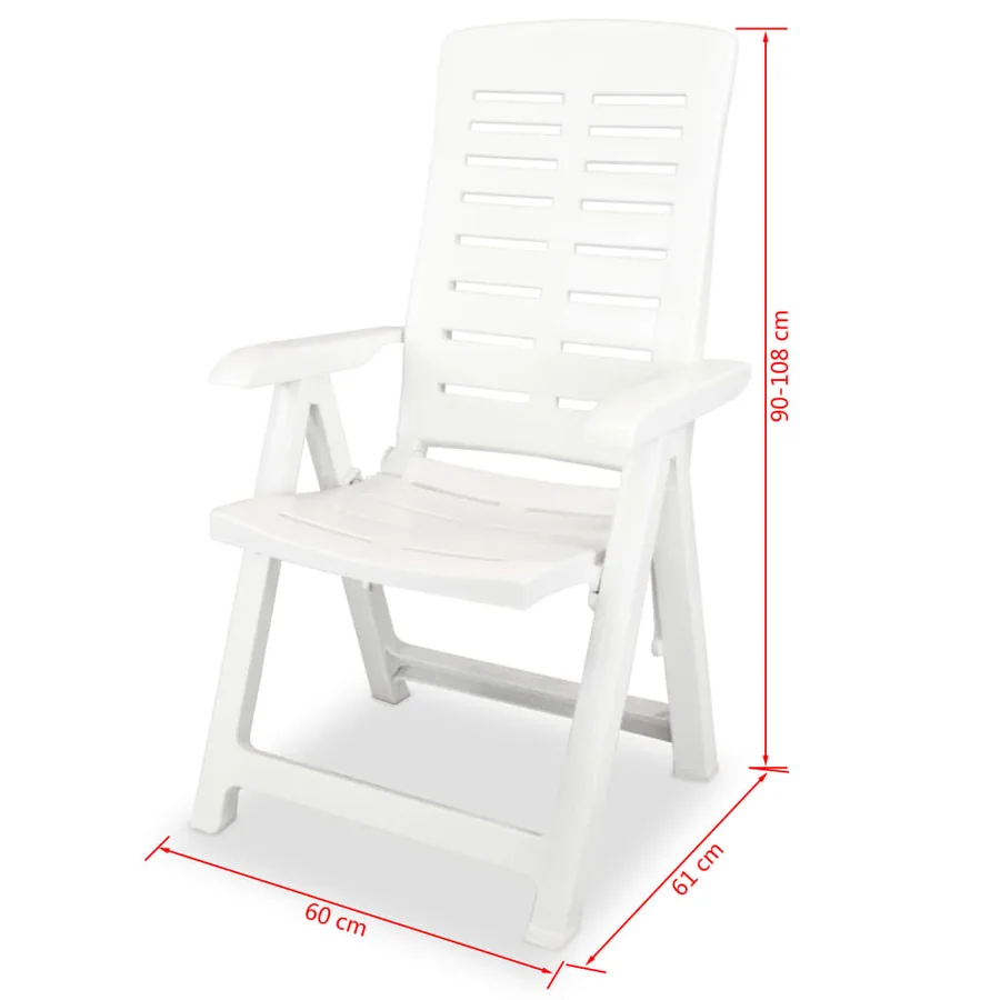 Chaises inclinables de jardin lot de 4 Plastique Blanc - 8