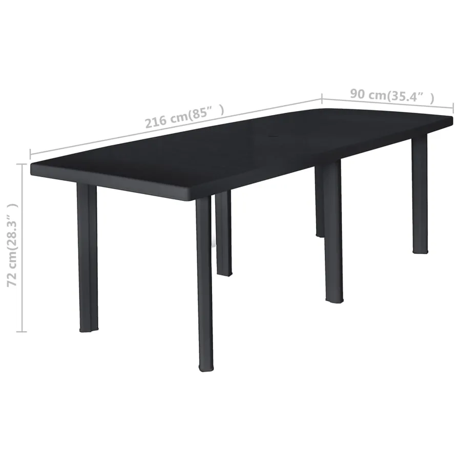Ensemble à manger d'extérieur 11 pcs Plastique Anthracite - 13