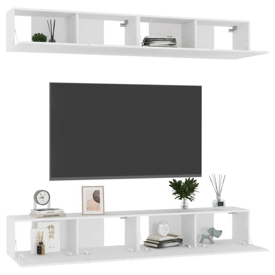 Meubles TV 4 pcs Blanc 100x30x30 cm Bois d'ingénierie - 3