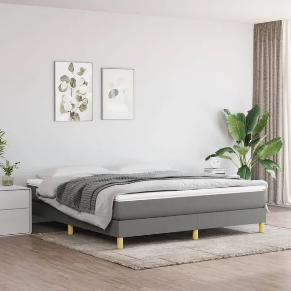 Cadre de lit à lattes gris foncé 180x200 cm tissu