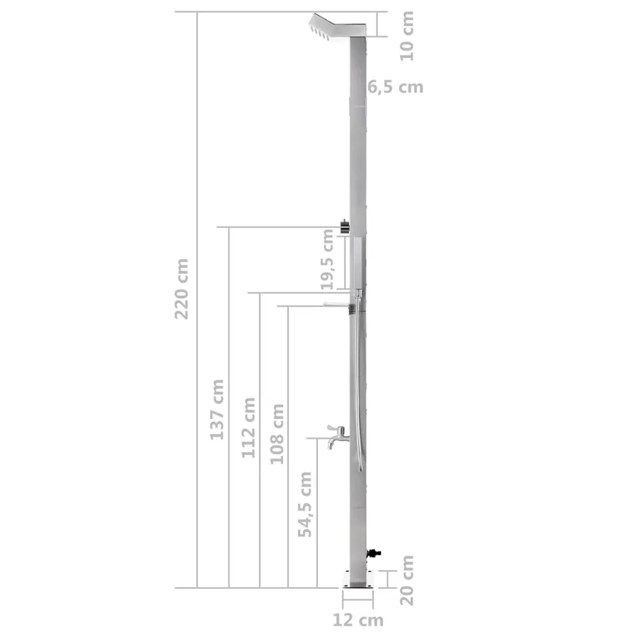 Douche de jardin 220 cm Acier inoxydable - 12