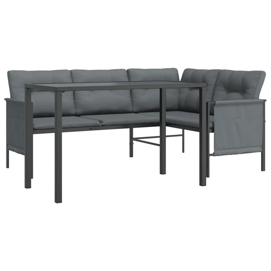 Ensemble à manger de jardin 2 pcs anthracite acier - 3