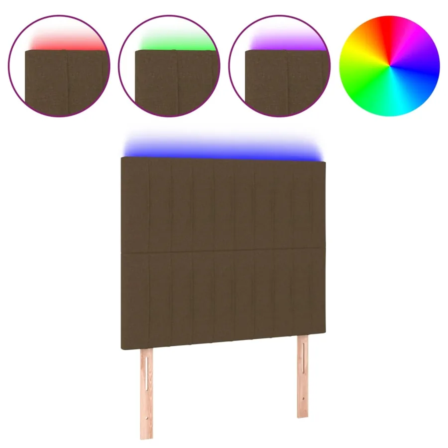 Tête de lit à LED Marron foncé 100x5x118/128 cm Tissu - 2