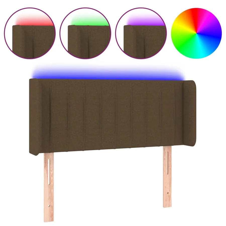 Tête de lit à LED Marron foncé 93x16x78/88 cm Tissu - 2