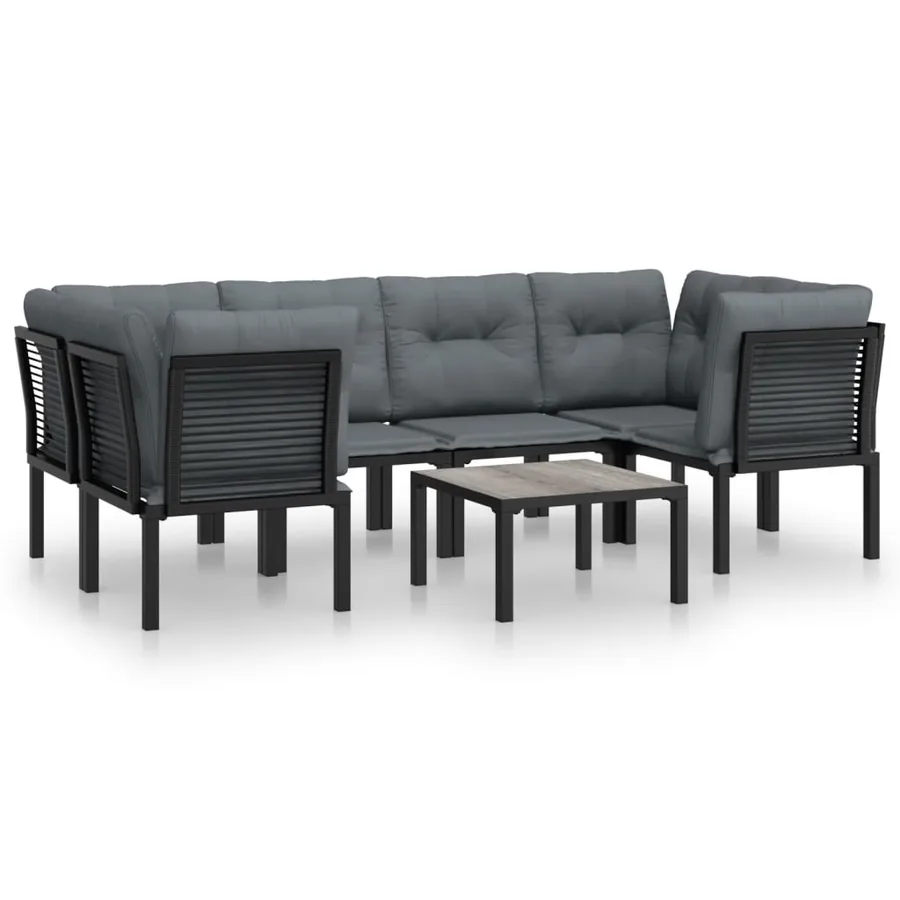 Salon de jardin 7 pcs noir et gris résine tressée - 2